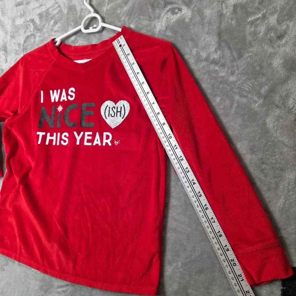 Justice Graphic Tops Girls Size 12 Red White Fair Christmas‎ Hope Sequin 2pc